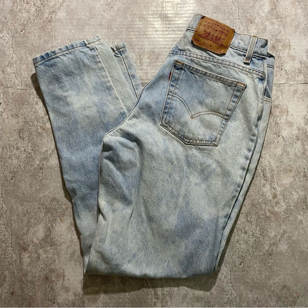 Vintage Levis 551 Thrashed‎ Bleached Baggy Taper Mom Jean 32" Y2K